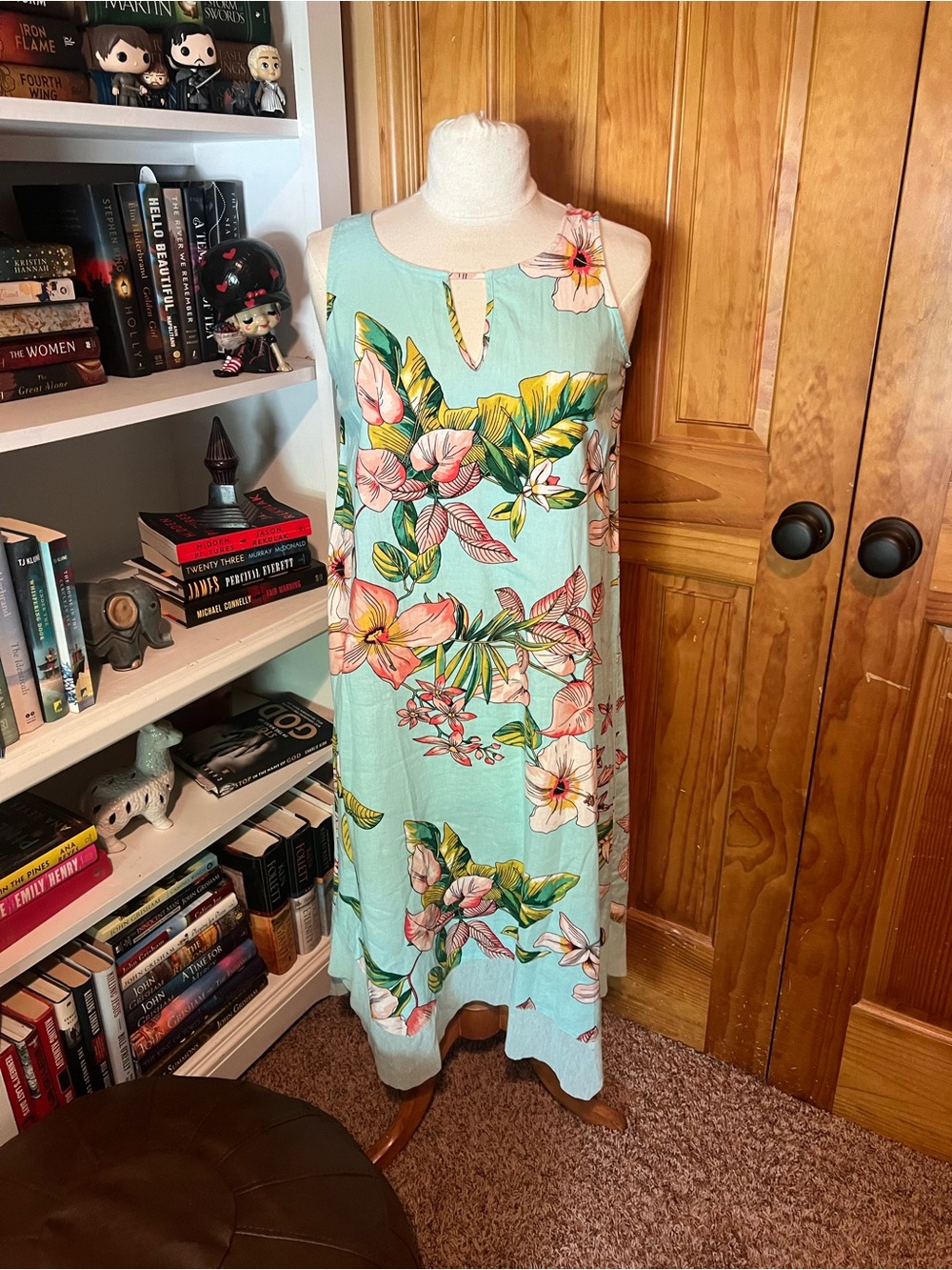 For Cynthia Mint Floral Maxi Dress with Pink & Yellow Blooms